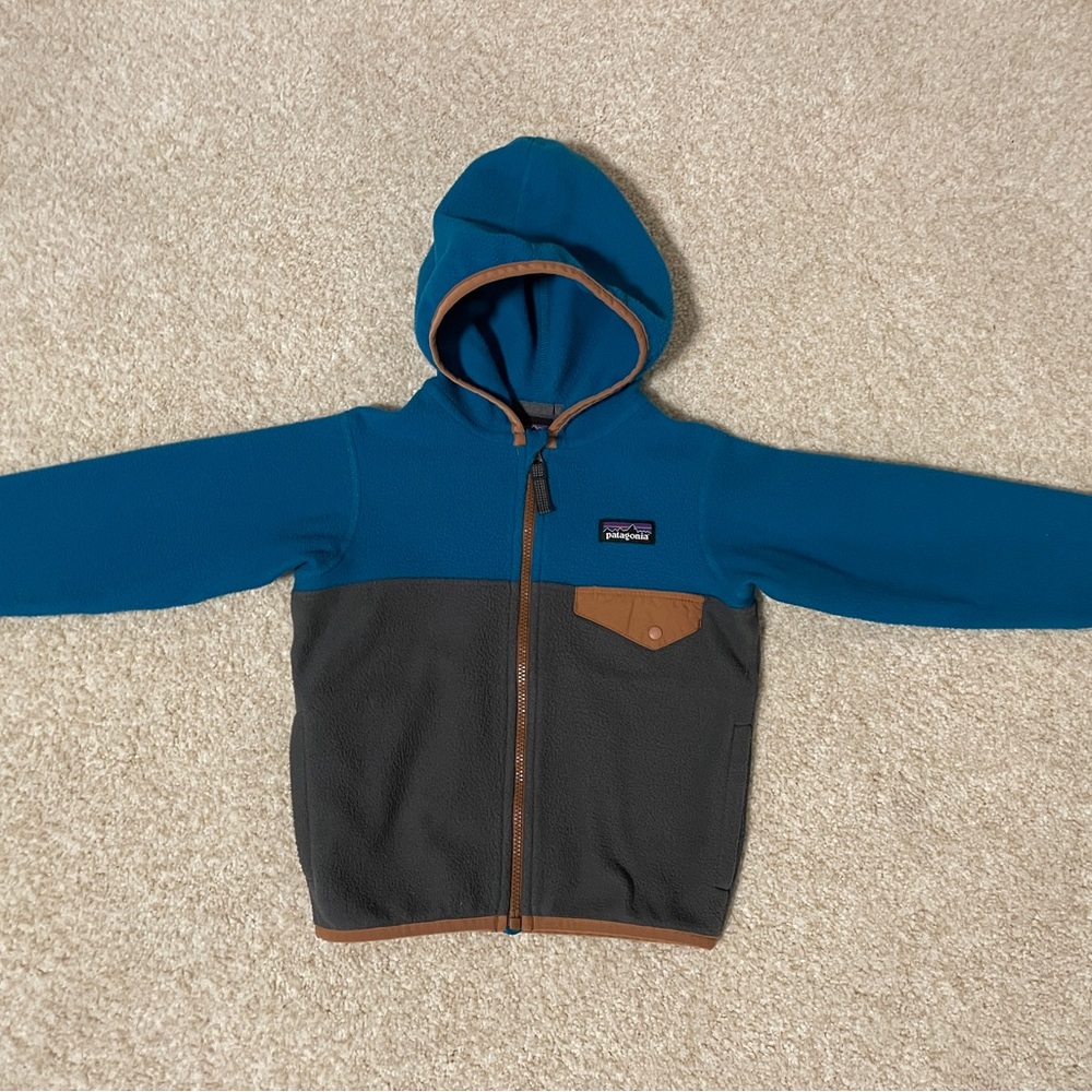 Patagonia Kids' Blue and Gray Fleece Hoodie